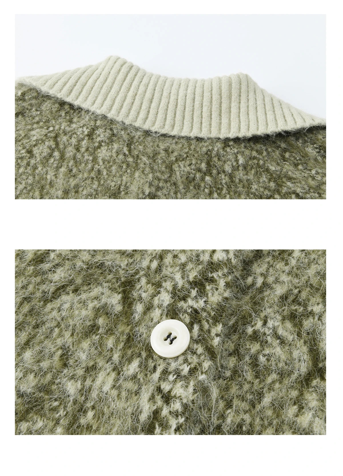 MISHOW Women's Green Retro Mottled Sweater Winter 2025 Casual Stand-up Collar Batwing Sleeves Knitted Cardigan tops MXE90Z2787