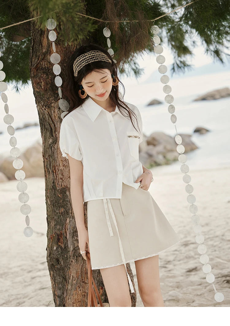 MISHOW Office Lady Summer Skirts Women New 2025 Solid Lace Belt High Waist A-line Hip Skirt Woman Fashion Slimming MXE32B0711