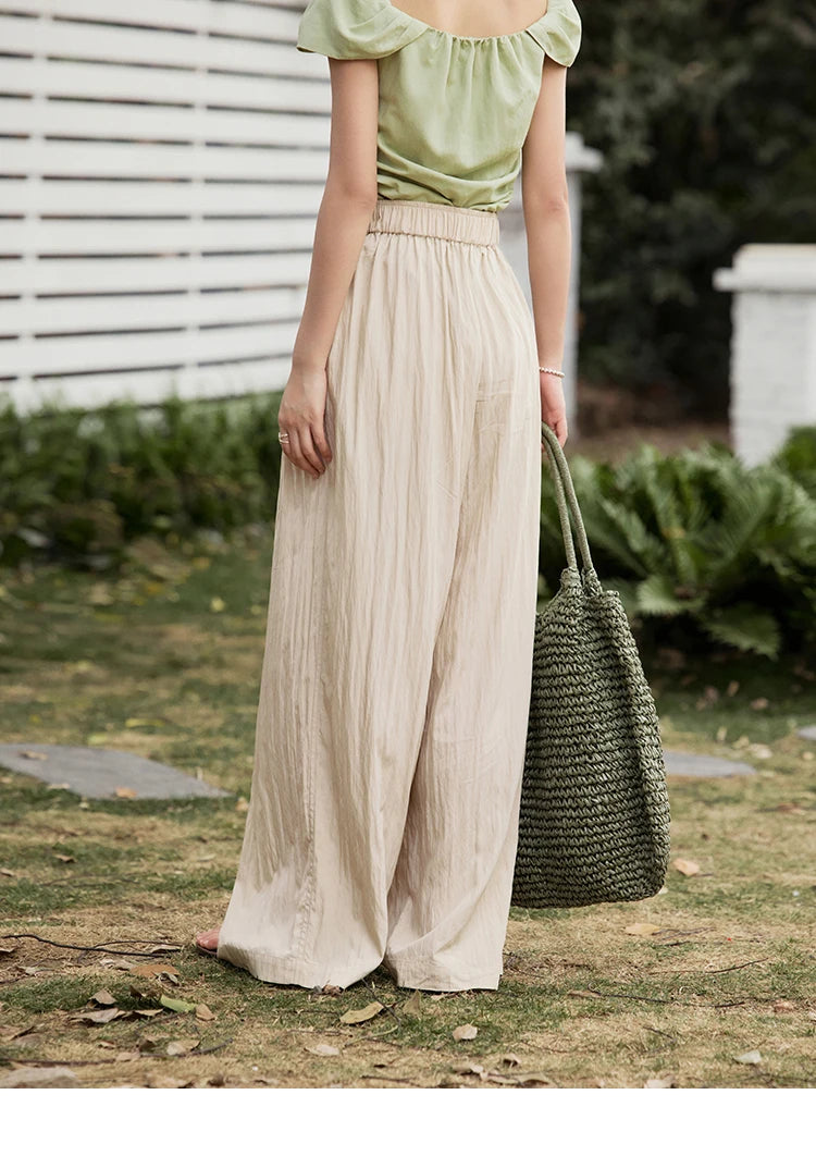 MISHOW Office Lady Summer Pants Women New 2025 Solid Loose High Waist Elastic Wide Cool Wide Leg Pant Female Slimming MXE31K0920