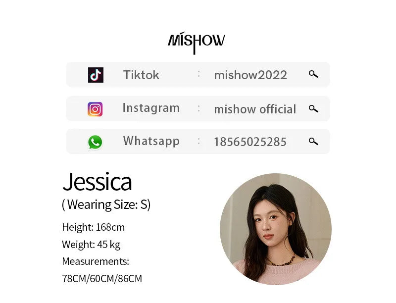 MISHOW Pink Jacquard Sweater for Women Fall Winter 2025 Lantern Sleeve Tops Shoulder Drop Thickened Knitted Sweater MXE91Z2775