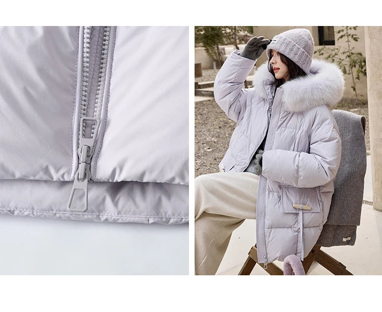 MISHOW Thickened Down Jacket Women's Hooded Zipper Long Sleeved 2024 Winter Korean Basic Warm Sweet Cotton Jacket Top MXD36Y0051