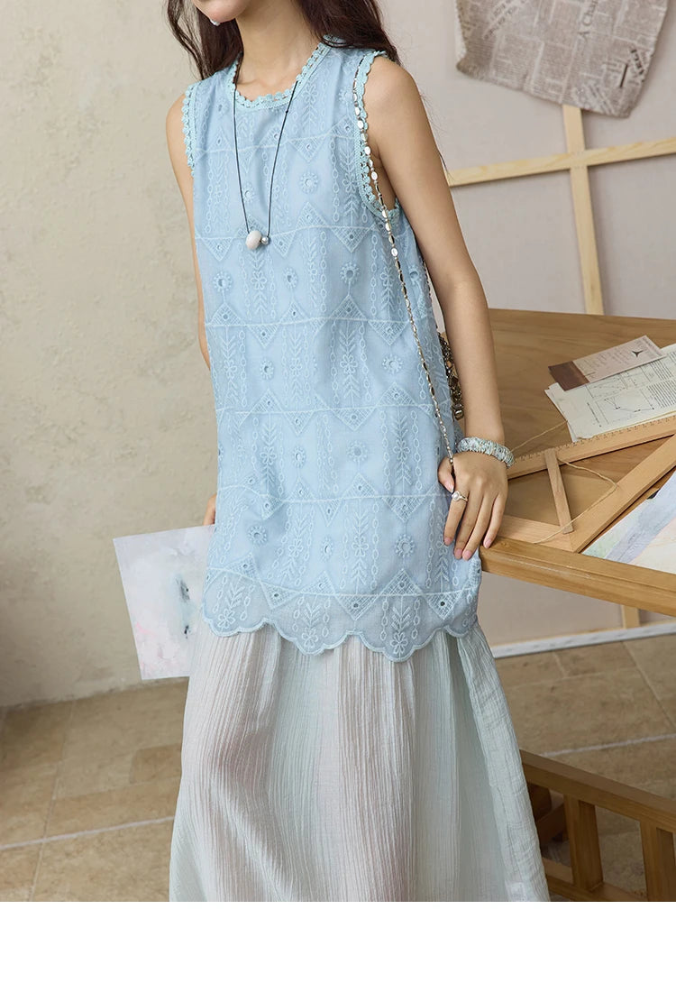 Mishow French Embroidery Fake Two-Piece Vest Dress MXE34L2311