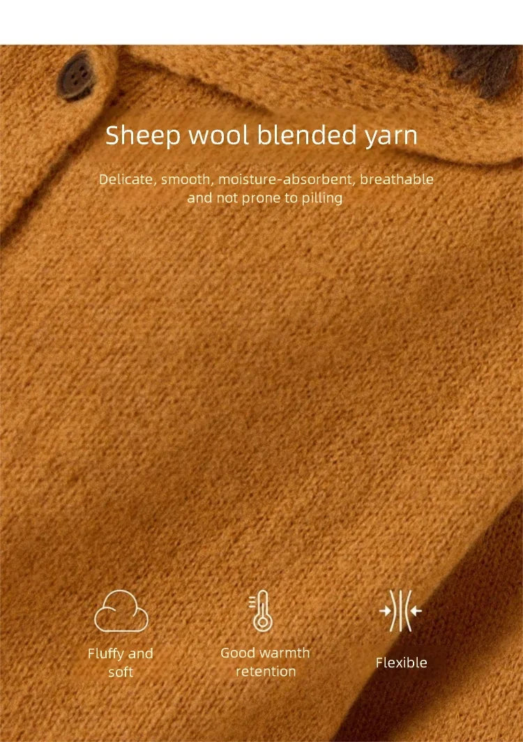 MISHOW Orange Cardigan Women 2025 Winter Retro Openwork Crochet Pattern Knit Top Loose Warm Flared Sleeves Sweater MXE87Z2685