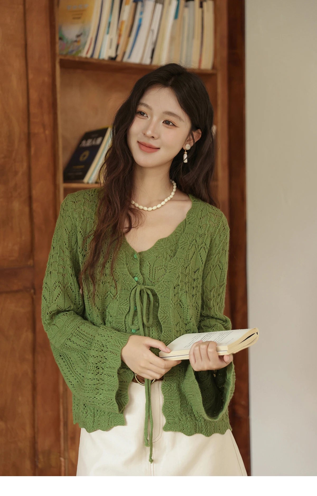 MISHOW Women's Wool Knitted Suit Autumn 2025 Flared Sleeves Lace-up Cardigan Single-breasted Camisole Two-piece Set MXE42T0717