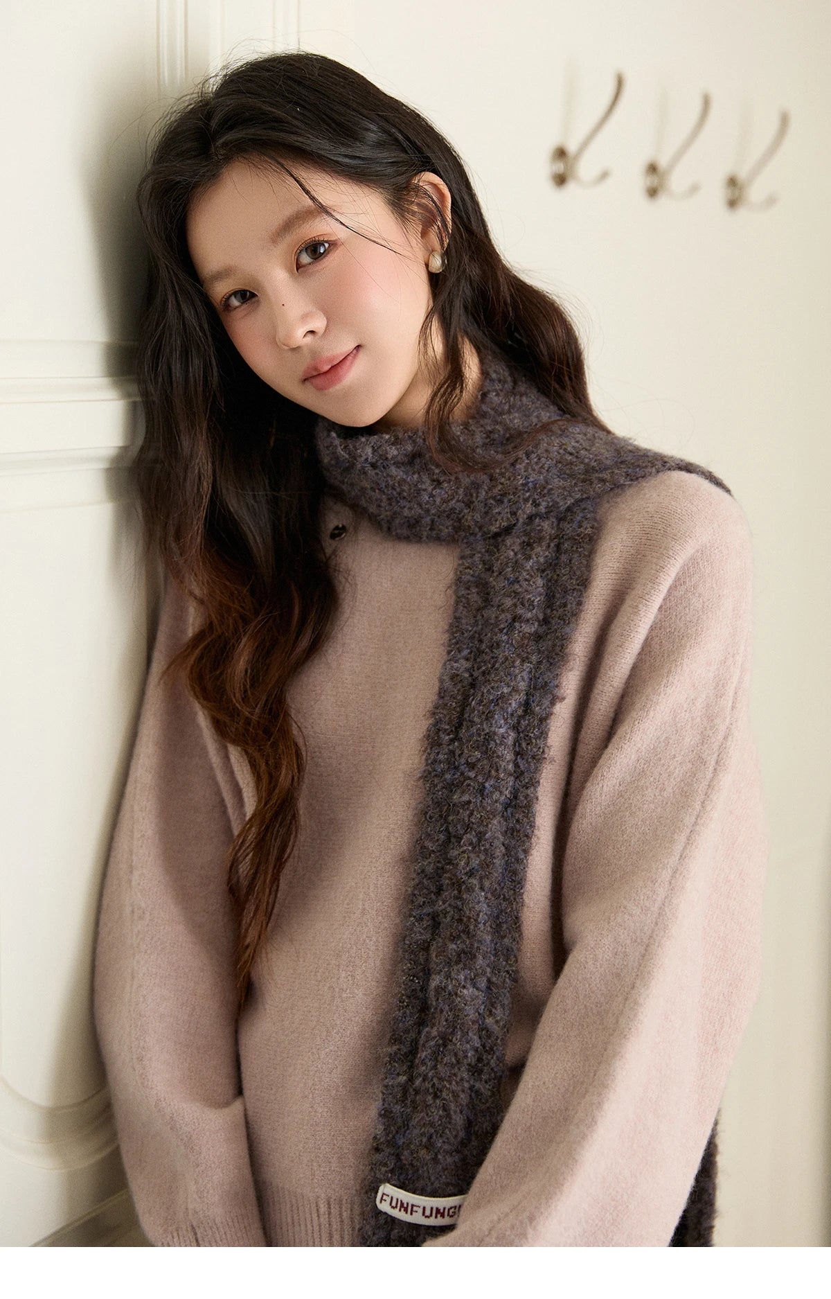 MISHOW Women's Solid Knitted Sweater 2025 Autumn Winter Boat Neck Lantern Sleeve Loose Sweater Soft Warm Pullover Top MXE94Z2984