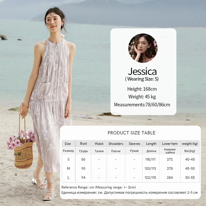 MISHOW Purple Print Chiffon Holiday Dress Women 2025 Summer Sleeveless Stand Collar Slim Dresses Woman New Fashion MXE32L2163