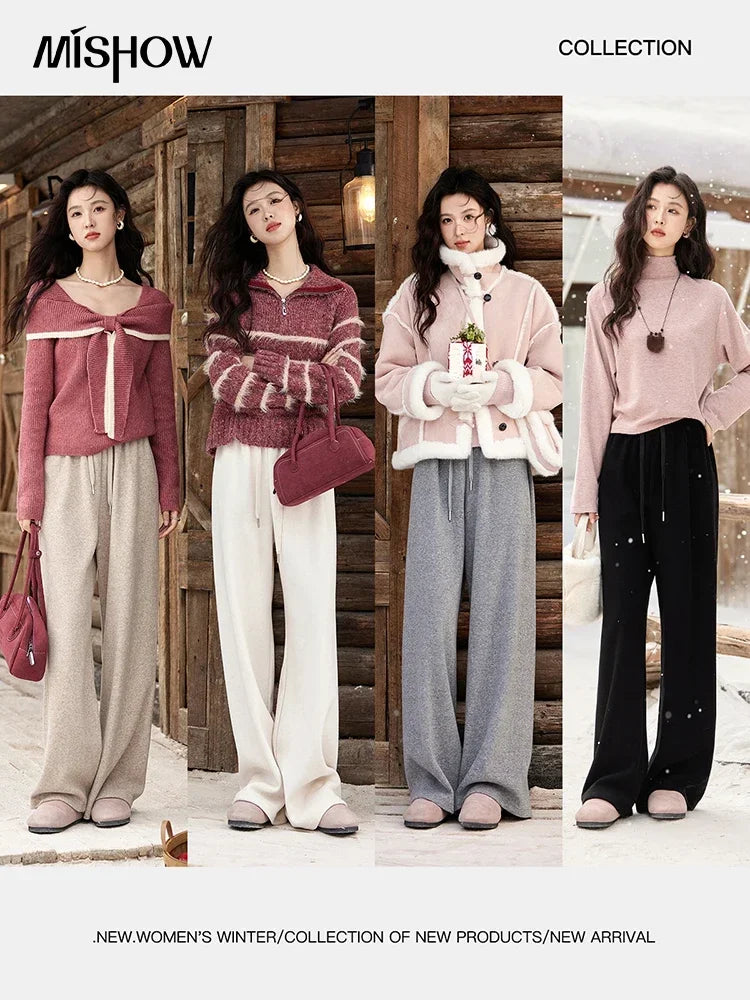 MISHOW Wide Legged Pants Women's Casual Versatile Long Pants 2025 Fall Winter New Korean High-waist Thin Pants MXD34K0824