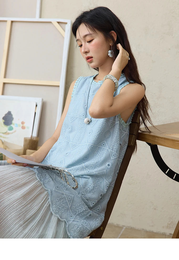 Mishow French Embroidery Fake Two-Piece Vest Dress MXE34L2311