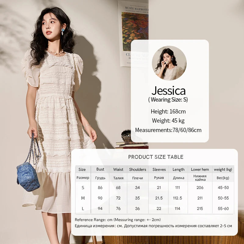 MISHOW Women's French Lace Dress 2024 New Summer New Chiffon Midi Temperament Short Sleeve Woman Dresses Clothing MXD21L1756