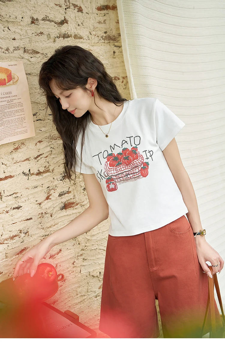 MISHOW Red Casual Shorts for Women 2024 Summer Korean Symmetrical Pocket High Waist Loose Straight Leg Short Pants MXD25K0679