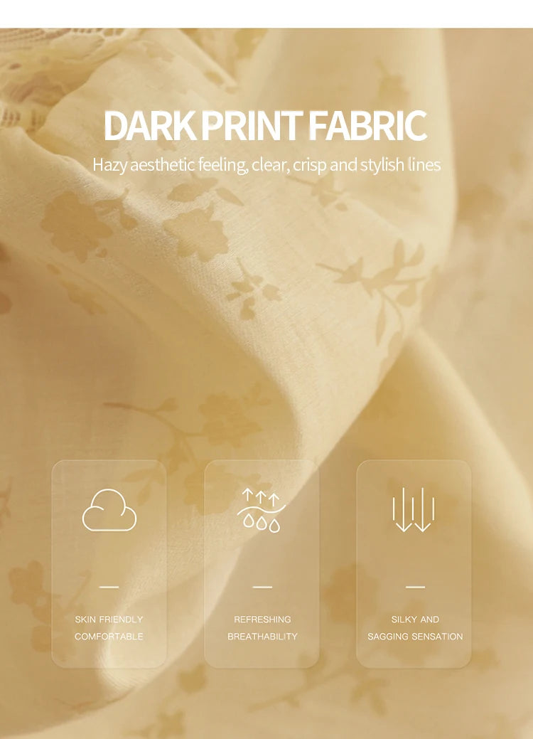 MISHOW Elegant Woman Shirt 2025 Autumn Yellow Printing Lantern Sleeves Shirt Commute Drawstring Waist Lace Trim Top MXE45X2499