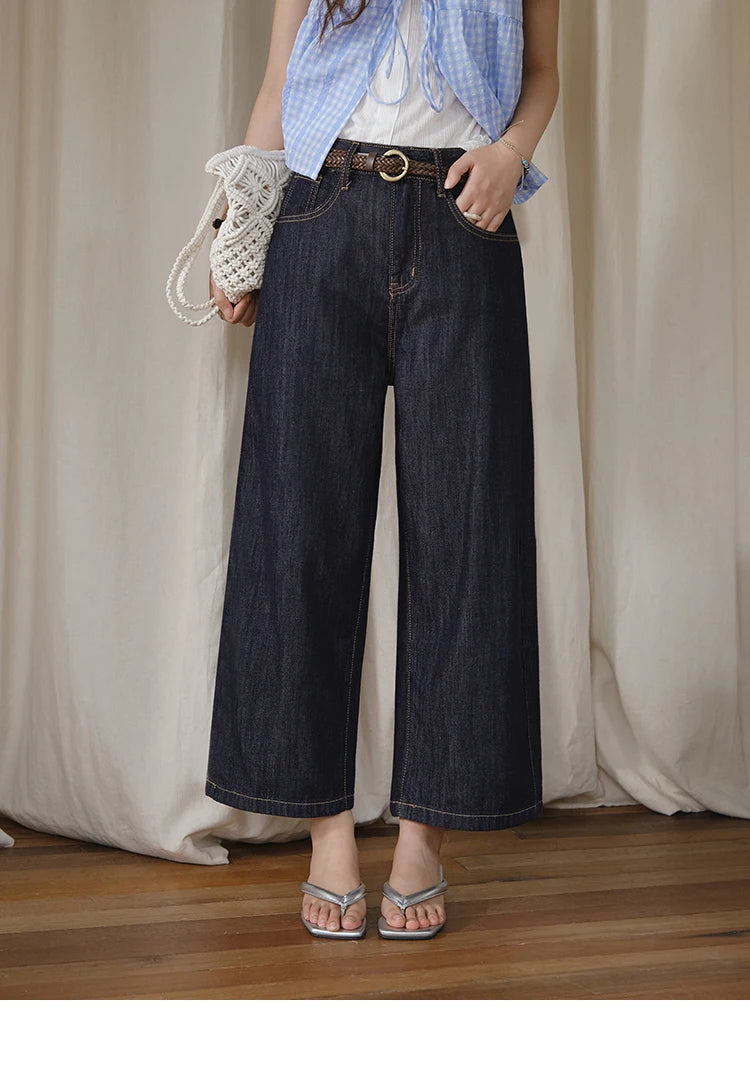 MISHOW Women's Straight Pants 2025 Summer Fashion High Waist Wide Leg Jeans Slim Zipper Pants Casual Female Clothing MXE37K0995