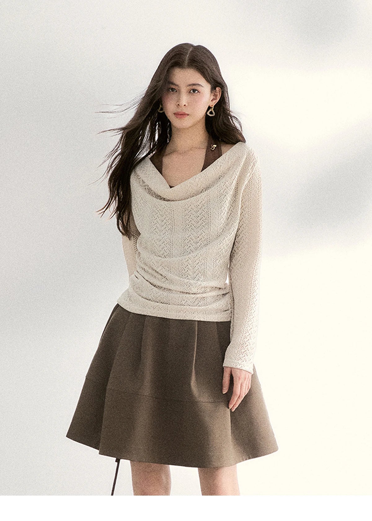 MISHOW Women's Knit Top Halter Camisole Set 2026 Spring Swinging Collar Hollow Out Knitted Casual Two-Piece Knitwear MXF108T0751