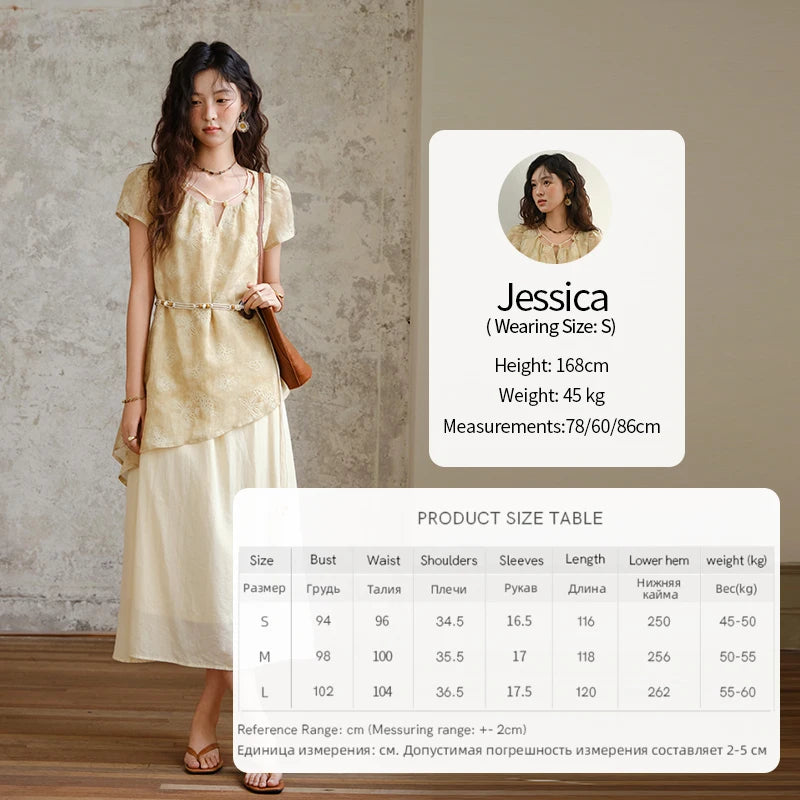 MISHOW Fashion Butterfly Embroidery Dress 2025 Summer Splicing Beaded Collar Comes with Retro Belt Dresses MXE36L2250