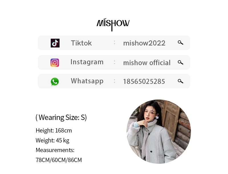 MISHOW Leather Fur Coat Fur Collar with Bag Women Winter Clothes Suede Plush Jacket Pocket Soft Thickened Warm Tops MXD57W0737