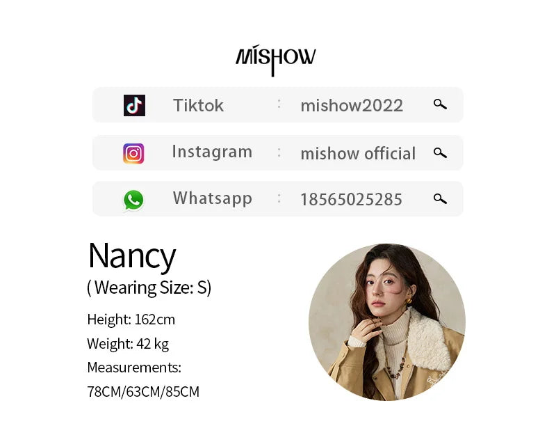 MISHOW Women's Floral Embroidered Jacket 2025 Winter French Style Yellow Plush Lapel Zip-up Coat Loose Warm Jacket MXE87W0932