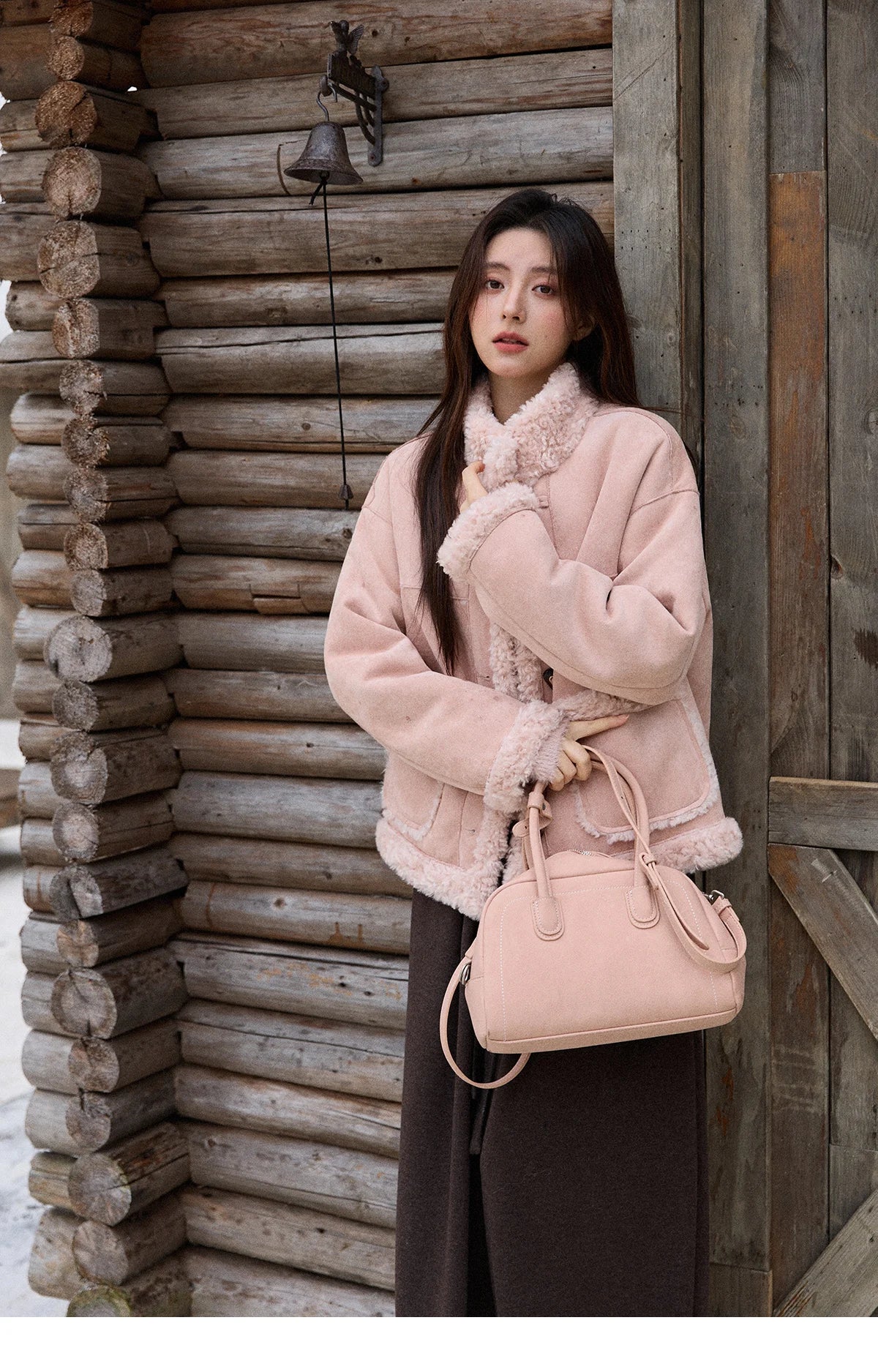 MISHOW Winter Jacket Women 2025 Elegant Luxury Suede Composite Fur Stand-up Collar Short Jacket Windproof Warm Coat MXE87W0941