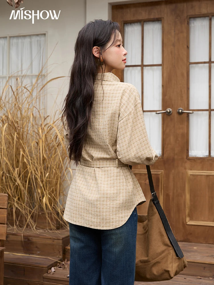 MISHOW Asymmetrical Shirt Belt Design Skew Collar MXE88C2417