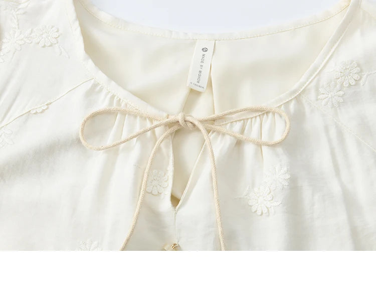 MISOHW Bohemian Solid Women's Summer Dress New 2025 Short Sleeve V-neck Shell Lace Midi Dresses for Woman Fashion MXE33L2195