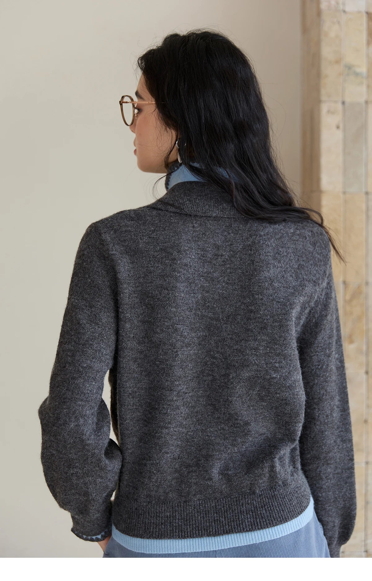 MISHOW Elegant Women's Sweaters 2025 Autumn Designer Knitted Double-layer Turn-down Collar Loose Long Sleeves Tops  MXE45Z2502