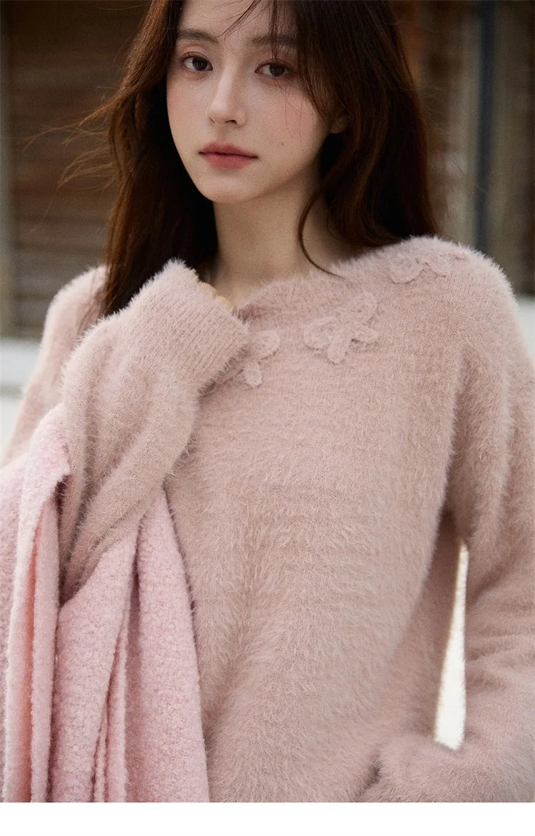 MISHOW Long Sleeve Sweaters 2025 Winter Elegant Loose Handmade Crochet Bowknot Sweater Women's Casual Knitted Top MXE87Z2679