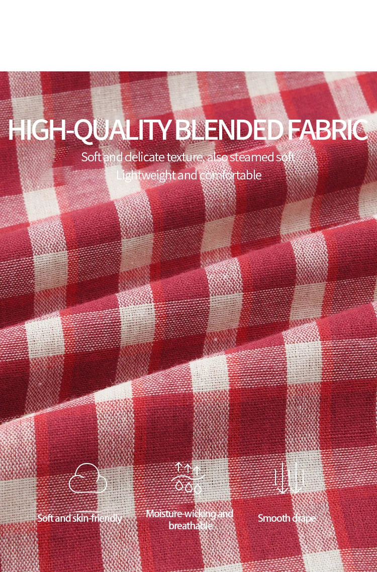 MISHOW Women's Retro Red Plaid Dress 2025 Summer New Square Neck Lace Up Hollow Out Spliced Dresses Women's Clothing MXE39L2324