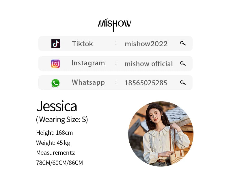 MISHOW French Tucker Pleats Doll Neck Shirt for Women 2025 Spring Straight Shirt Ruffled O Neck Shirts Office Lady MXE12C0401