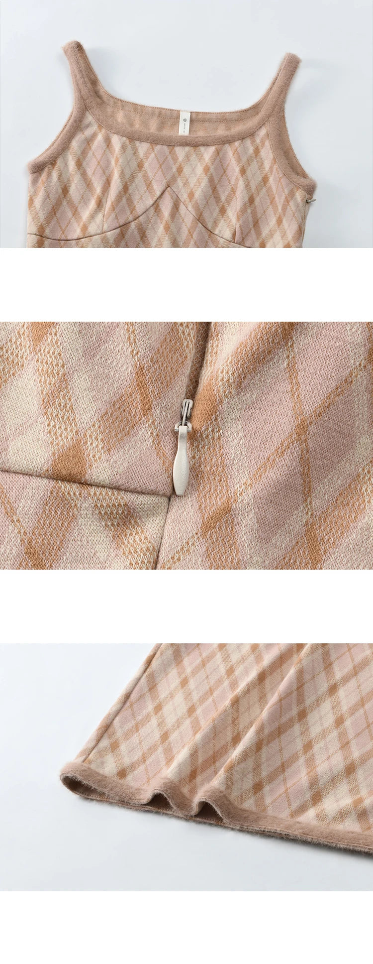 MISHOW French Vintage Dress O Neck Knitted Cardigan Separately Women Sweet Knitted Short Sweater Plaid Camisole Dress MXD43L2012