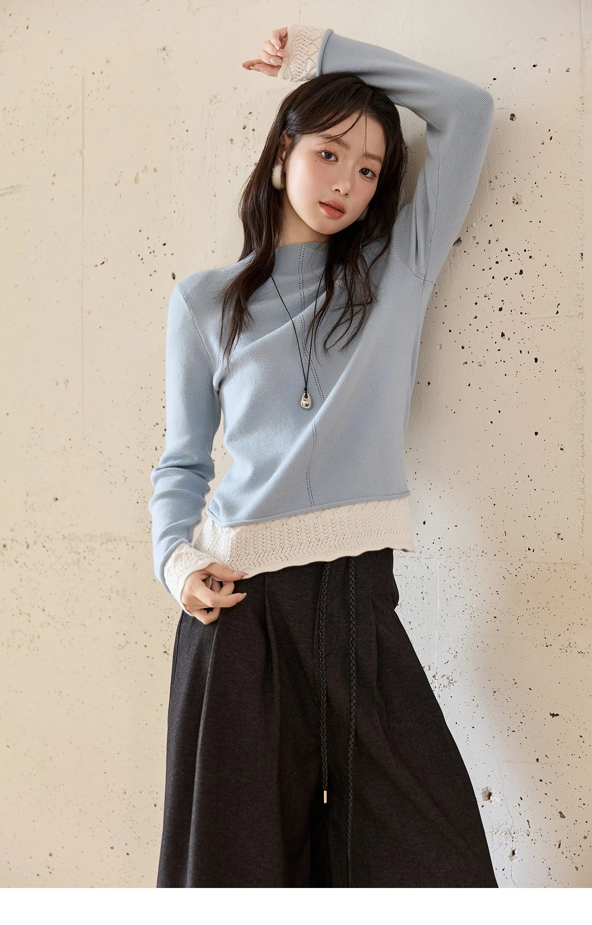 MISHOW Women's Trousers 2025 Autumn Winter Lace-up Gray Wide-leg Pants High Waist Slim Commuting Casual Pants Women MXE51K1106