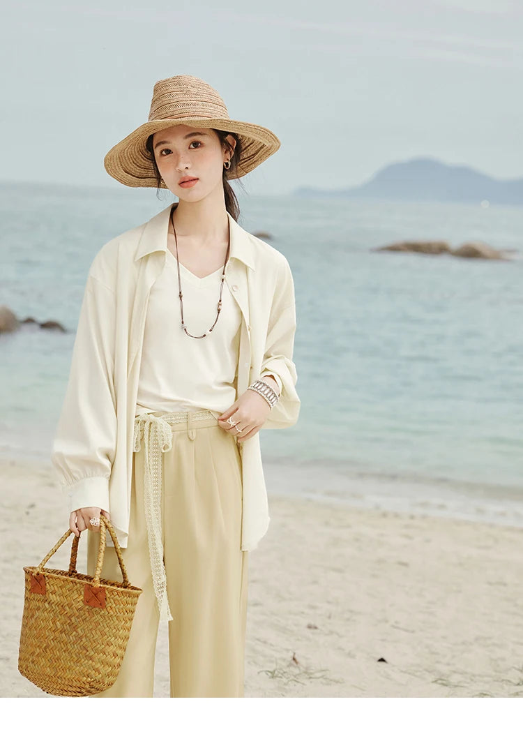 MISHOW Cotton Casual T-shirts Women New 2025 Short Sleeve V-neck Solid Versatile Shirt Female Fashion Basic Tops Lady MXE33T0519