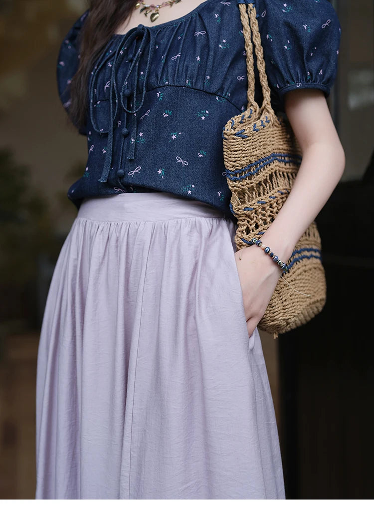 MISHOW Casual Half Skirt for Women 2025 Summer New Office Lady Fashion High Waist Pocket Female Purple Pleated Skirt MXE39B2366