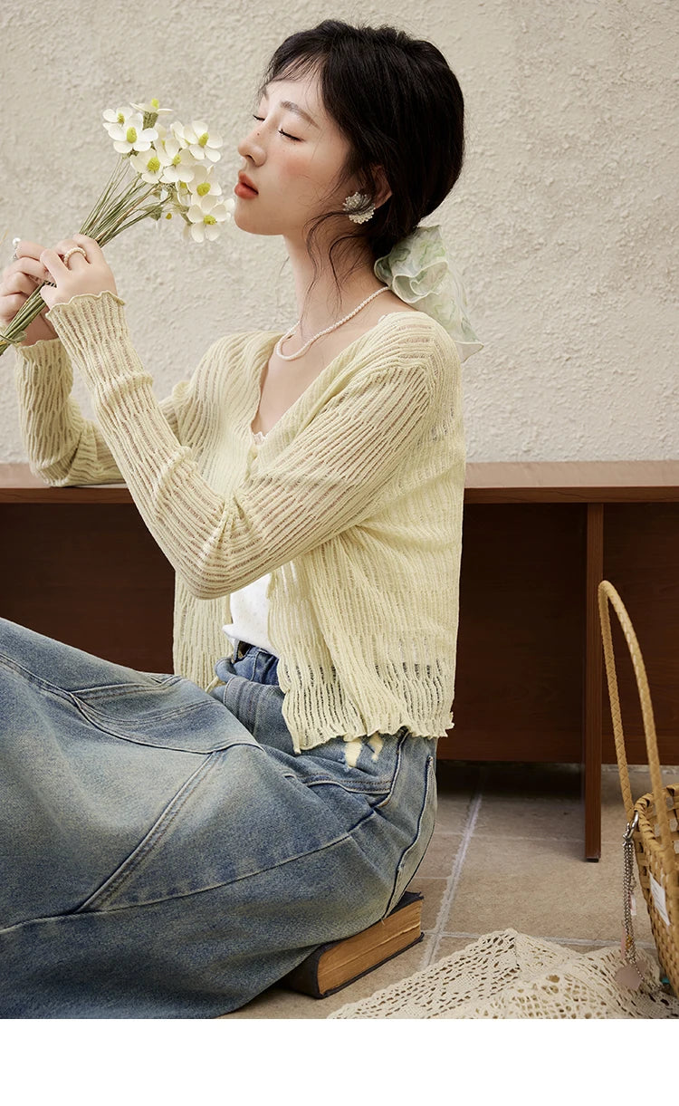 MISHOW Casual V-neck Knitted Cardigan Women 2025 Spring Long Sleeve Solid New Cardigans Female Fashion Office Lady MXE16Z1193