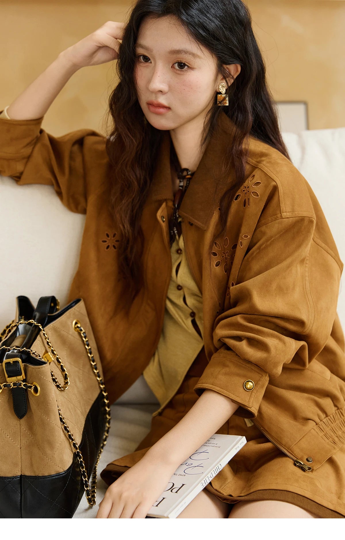 MISHOW Skirt Two Piece Set for Woamn 2025 Retro Corduroy Cutout Lapel Jacket Mini Skirt Autumn Women's Clothing Set MXE47T0745