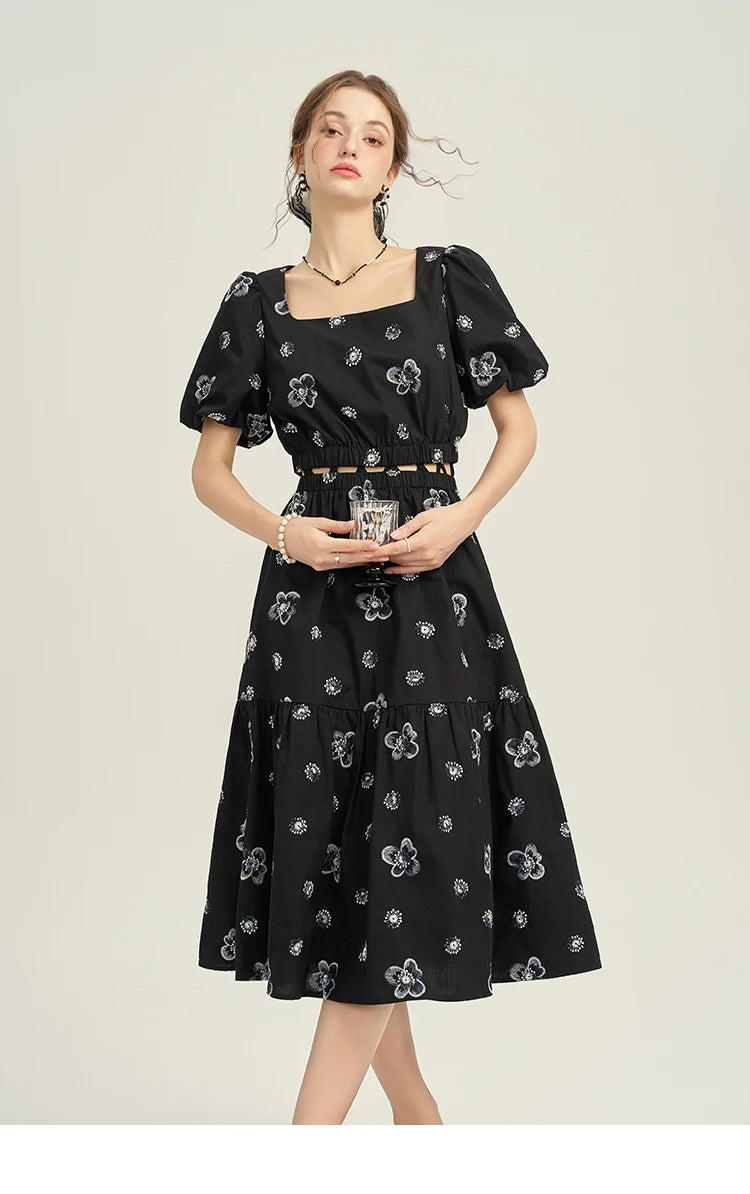 MISHOW High Waist Slim Floral Printing A-line Skirts Temperament Mid Length Skirt 2025 Summer Elastic Waist Skirt MPD21B0398