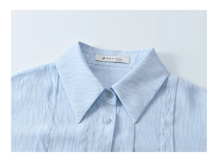 MISHOW Solid Loose Fit Shirt Dropped Shoulder Turn-Down Collar MXE13C0405