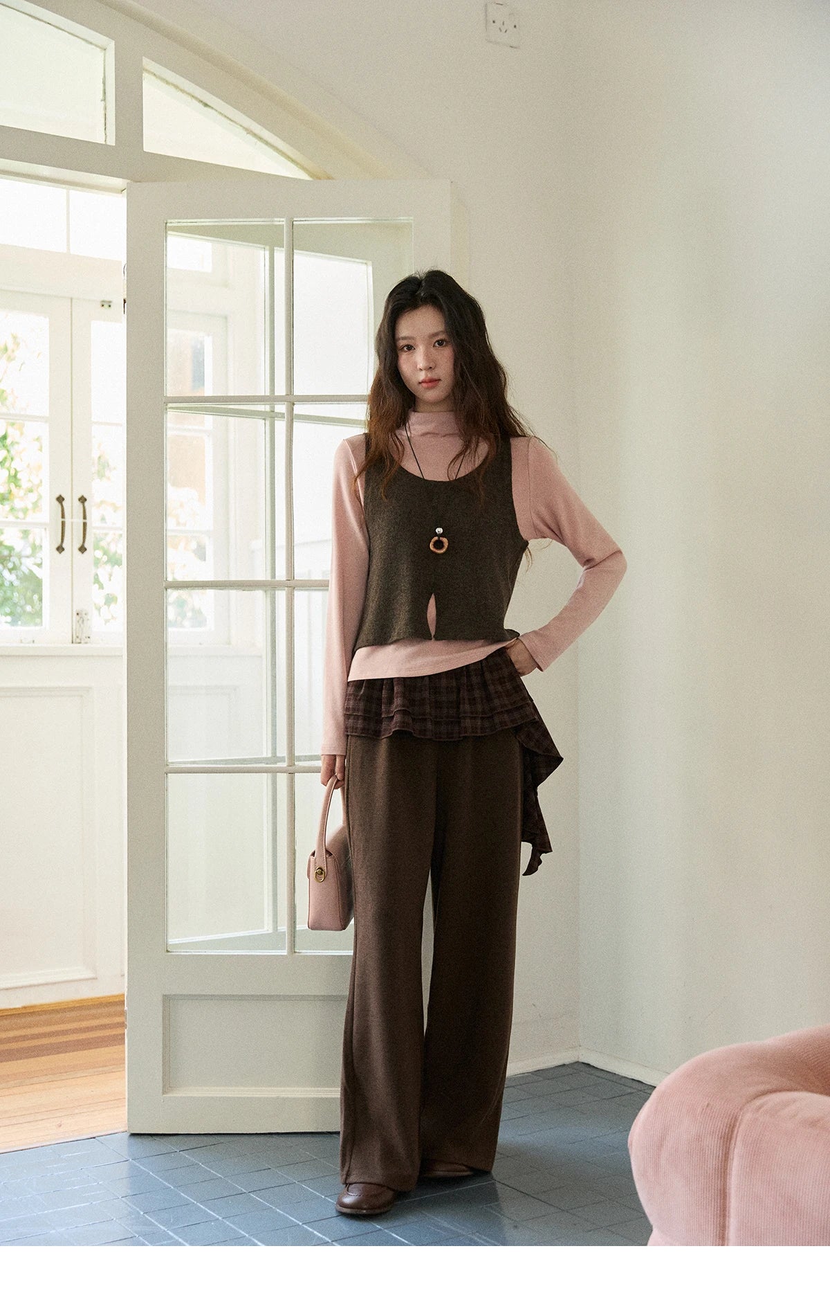 MISHOW Two-piece Suit for Women 2025 Winter Retro Turtleneck Knit Long-sleeved Tops Square Collar Vest Woman Set MXE88T1440