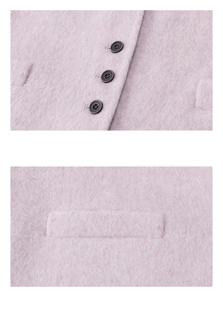 MISHOW Women's Tweed Wool Double-Faced Short Coat with Scarf 2025 Winter Loose Warm Outerwear O-neck Coat Office Lady MXE86W0977