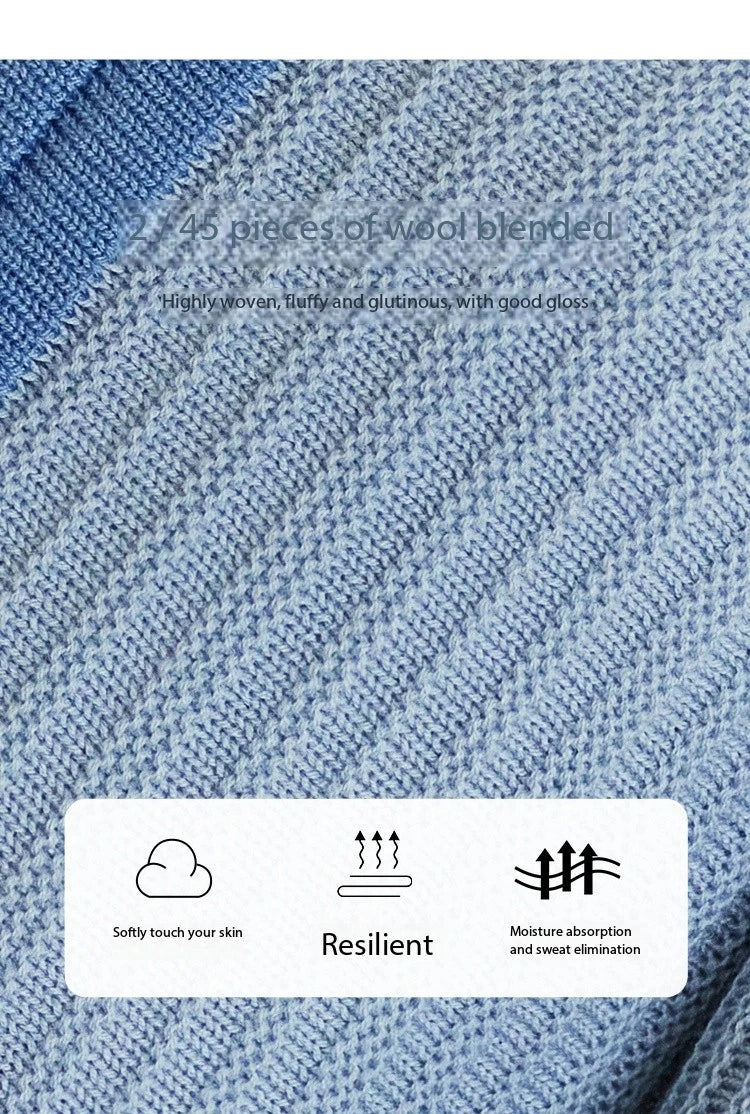 MISHOW Wool Blend Blue Contrasting Knitted Top 2025 Spring Slim Fit Base Sweater Women V Neck Shell Button Sweet Tops MXE14Z1184