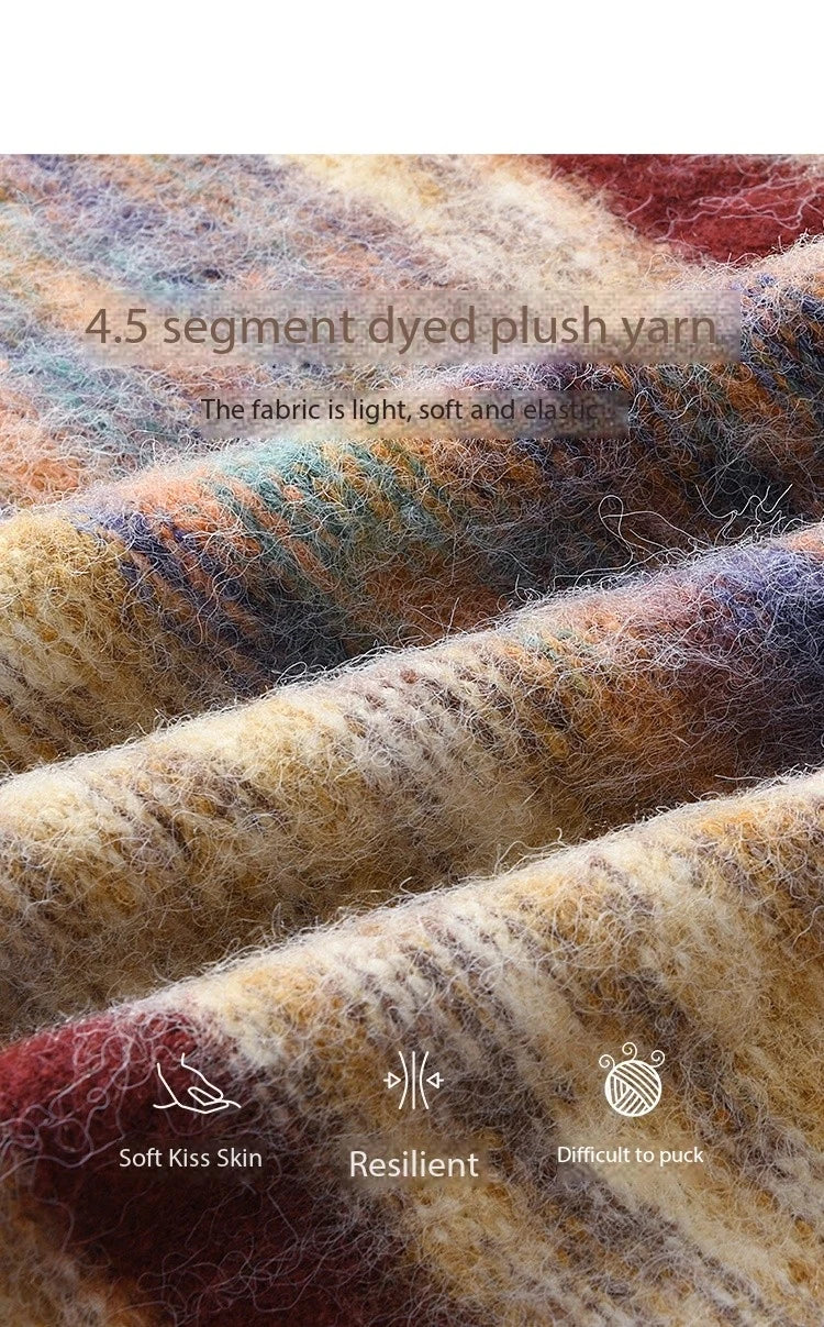 MISHOW Striped Sweaters Short Contrast Color Loose Casual O-Neck Single Breasted Tops Soft Warm Knitted Cardigans MXD59Z1061