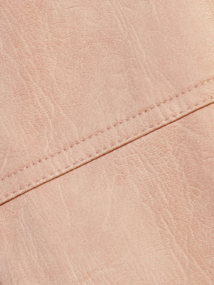 MISHOW Fashion Pink Leather Jacket Women's Spring 2025 New Shoulder Long Sleeved Slim Fit Leisure Tops Coat Female MXE11W0714