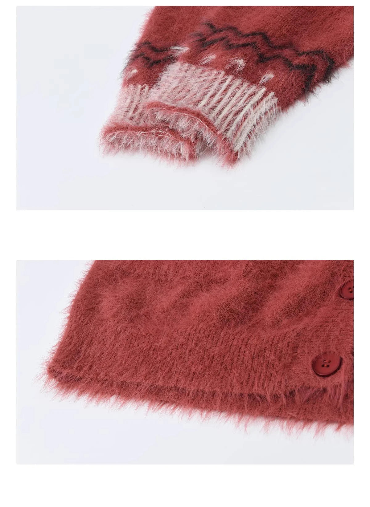 MISHOW Christmas Retro Red Imitation Mink Fur Soft Cardigan 2025 Winter Snowflake Jacquard Sweater Round Neck Tops MXE91Z2801