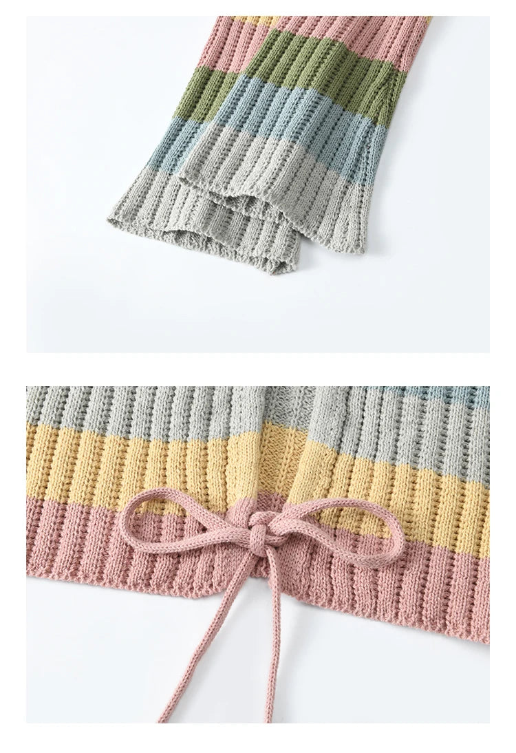 Mishow Colorful Striped Sweater Slim Knit Dress MXE11L2086