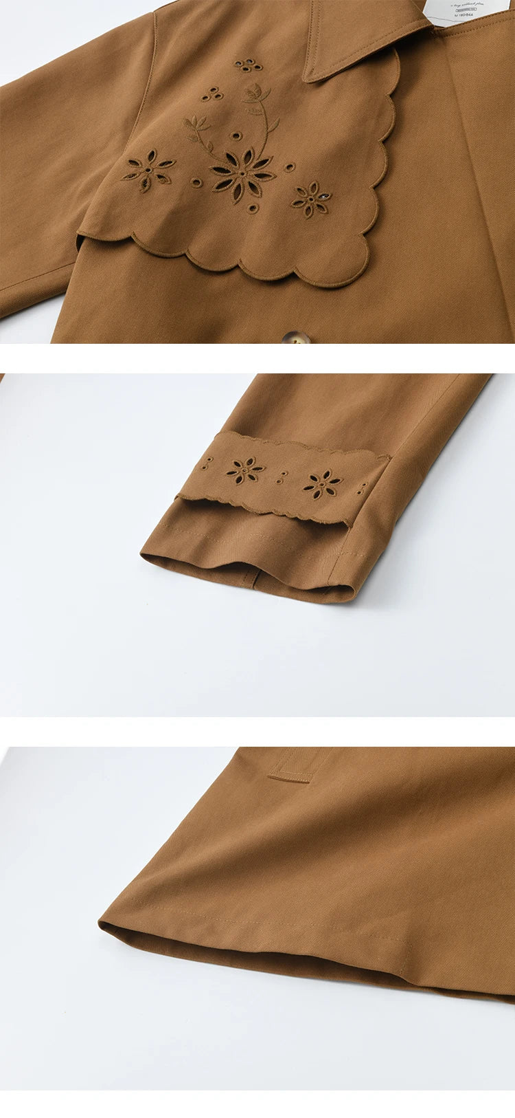 MISHOW Hollow Flower Trench Coat for Women Autumn 2025 Double Breasted Retro Trench with Slant Pocket Belt Coats MXE46W0838