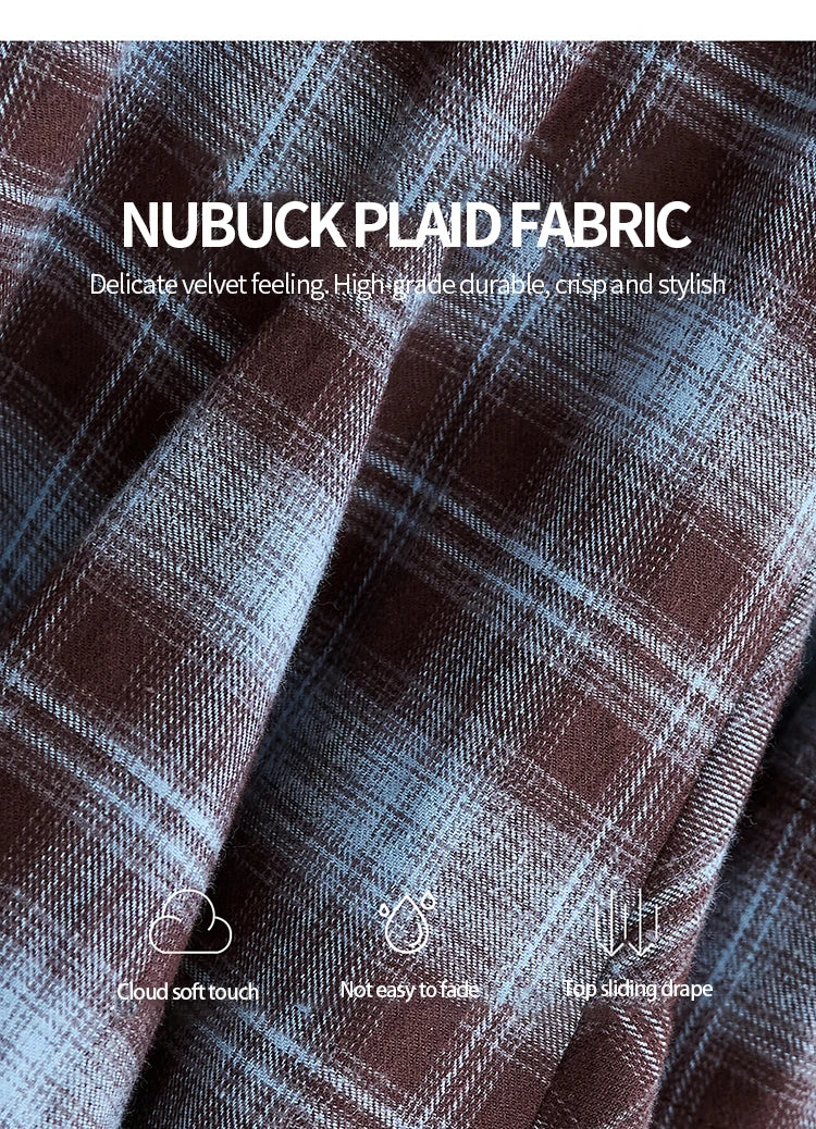 MISHOW Women's Blue Plaid Short Dress 2025 Autumn Retro Turn-down Collar Waist-Cinched Long Sleeve Dress with Belt MXE48L2525