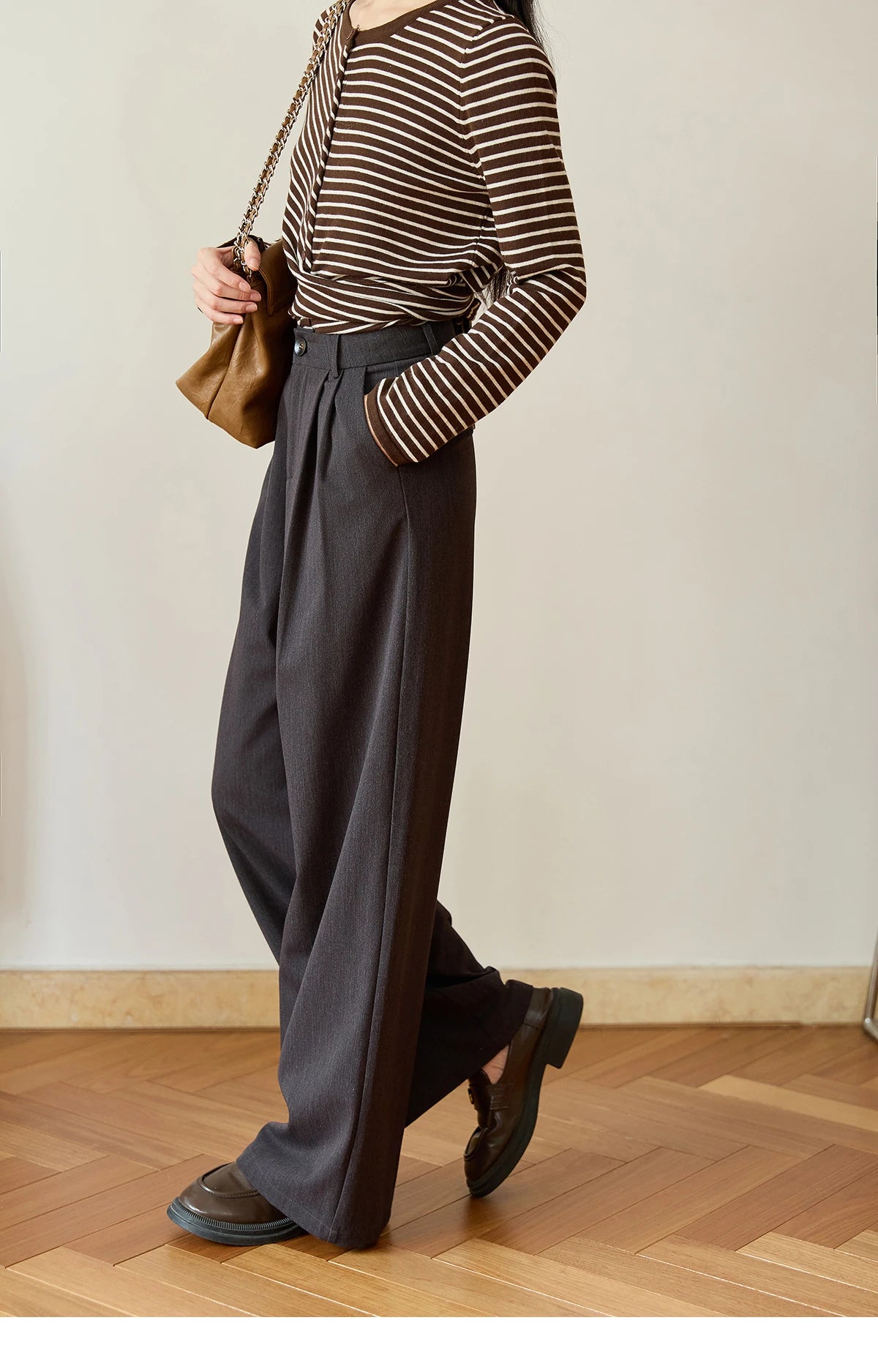 MISHOW Women's Solid Wide-leg Pants 2025 Autumn Fashion Minimalist High-waisted Loose Trousers Commute Pockets Pants MXE46K1090