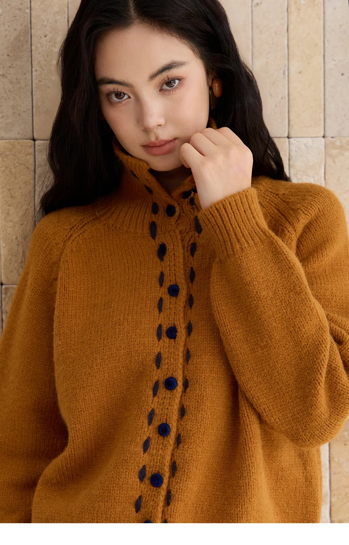 MISHOW Women's Turtleneck Sweater 2025 Retro Long-sleeved Single-breasted Loose Knit Top Casual Winter Woman Cardigan MXE48Z2617