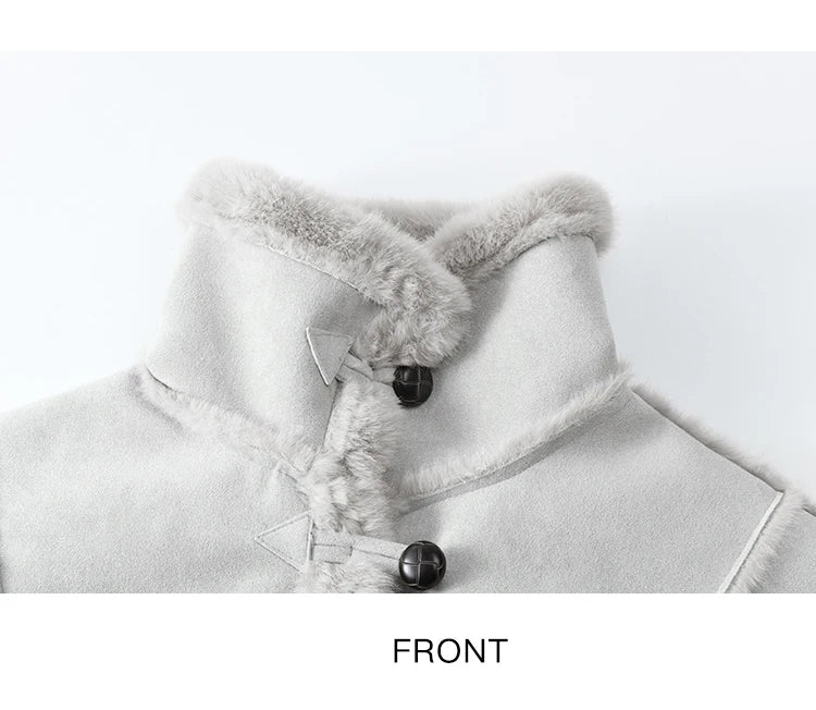 MISHOW Leather Fur Coat Fur Collar with Bag Women Winter Clothes Suede Plush Jacket Pocket Soft Thickened Warm Tops MXD57W0737