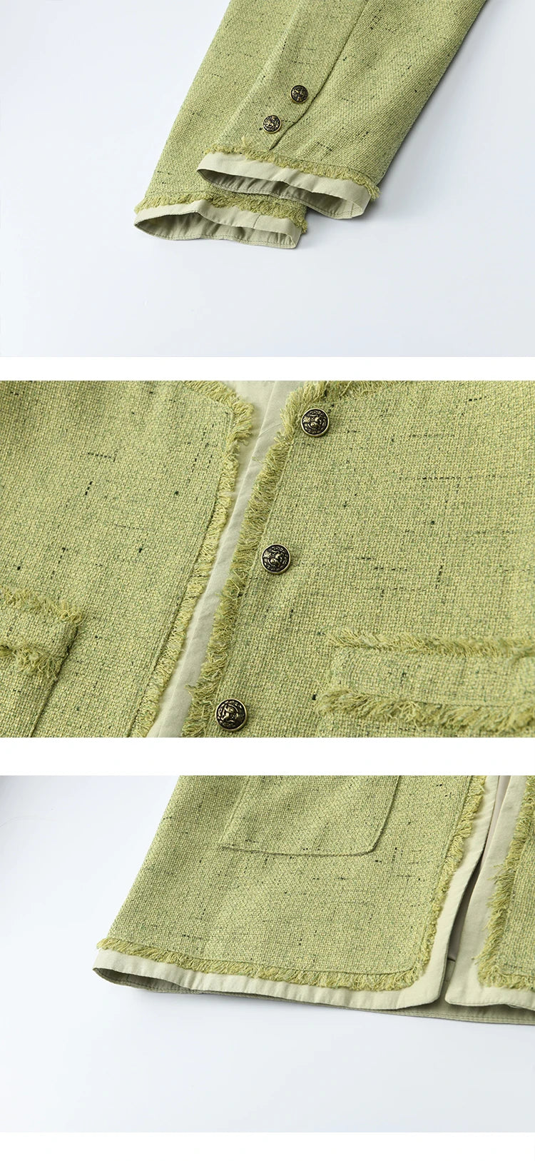 MISHOW Green Fragrant Short Coat 2025 Autumn Korean Single Row Metal Buttons Jackets Symmetric Pocket Commuter Top MXE41W0796