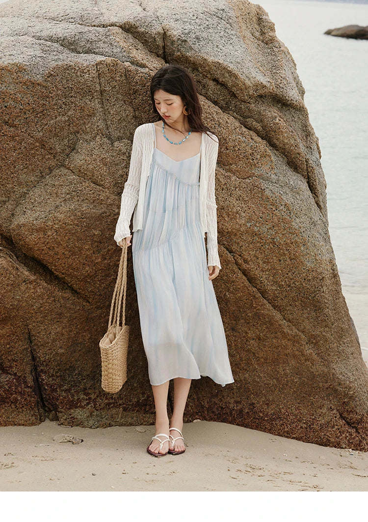 MISHOW Summer Casual Cardigan for Women 2025 New V-neck Long Sleeve Slim Knitted Cardigans Female Fashion White Tops MXE16Z1193