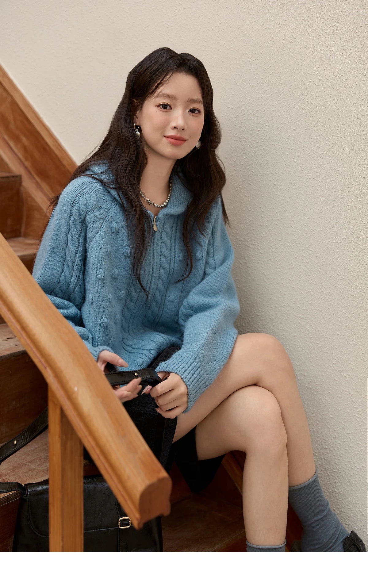 MISHOW Zipper Knit Cardigan Women 2025 Winter Yellow Turn-down Collar Loose Thick Sweater Luxury Comfort Casual Top MXE49Z2619